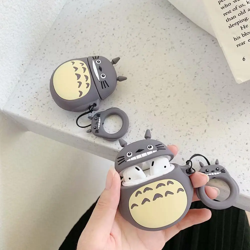 3D Roztomilý Kawaii Anime, Komiksu Totoro Anonymný Človek Prípade Airpods 1 2 Č Tvár Človeka Bezdrôtové Slúchadlá Kryt s Prst Prsteň Popruh