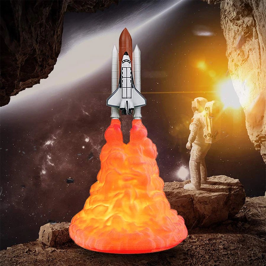 3D Tlač Mesiac Lampa Rocket Svetlo Raketoplánu Nočné Svetlo pre Dropshipping Priestor Milenca Stôl Štúdia Tabuľka Noc Lampa Dekorácie