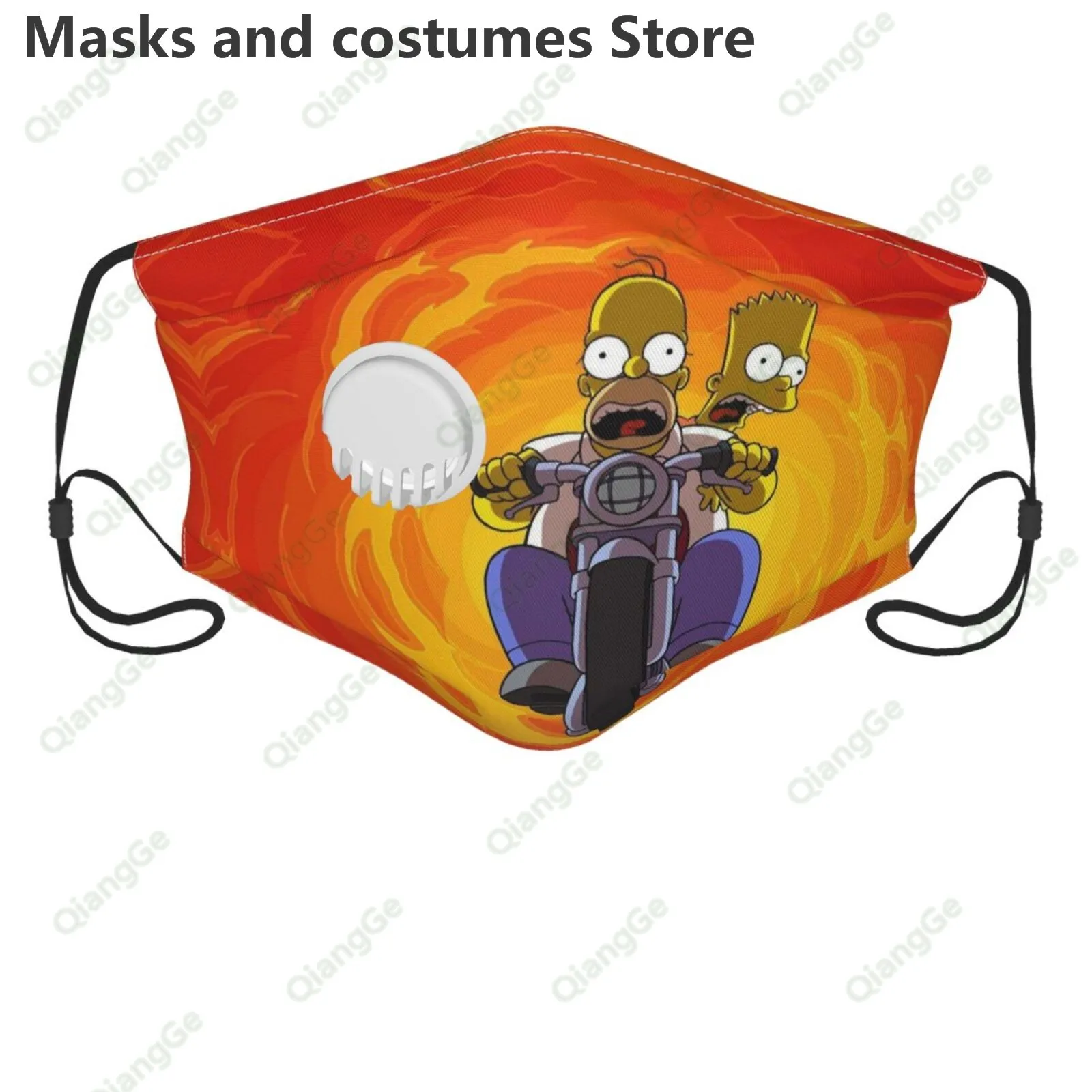 3d Vlastné Tlač Simpsonovci Dýchanie Ventil Maska Umyté Znovu Pm2.5 Zámočník Maska S Dýchaním Ventil Pre Dospelých, Deti