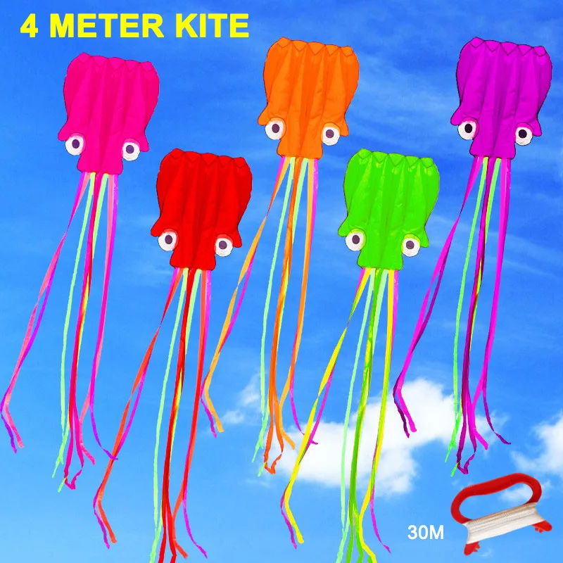 4M Veľké Kite Outdoorové Športy Deti Hračky Jednoduché Lietať Kúsok Skladacia Veľká Chobotnica Kite s 30 M Lietania String AN88