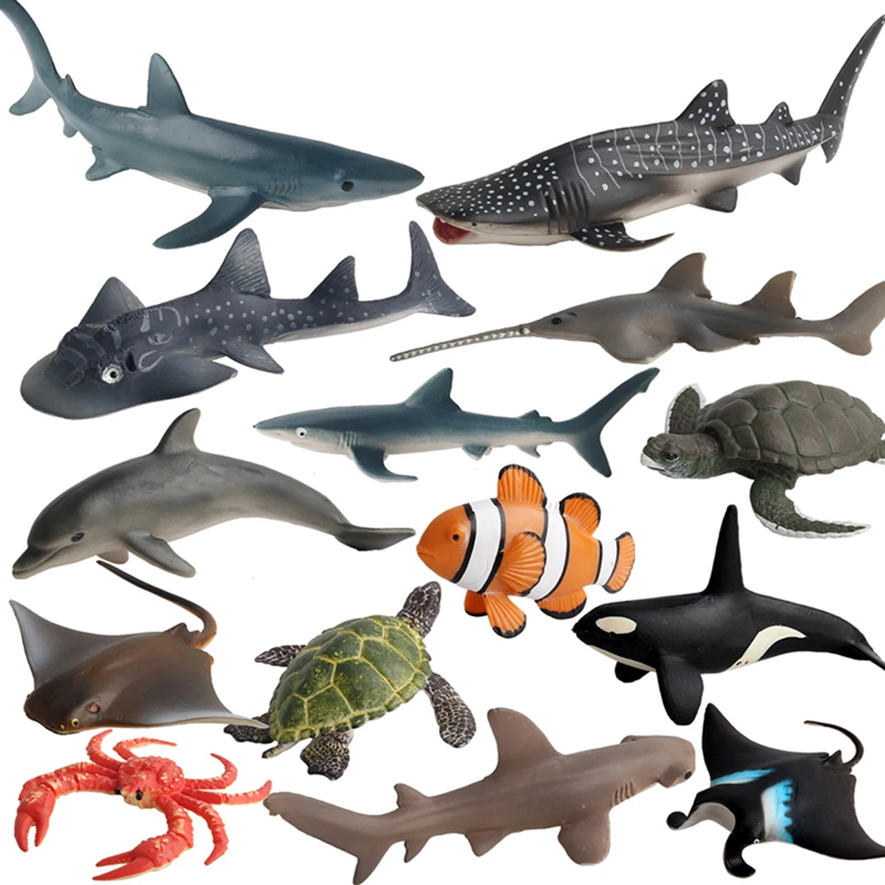 4pcs/Veľa Simulované Oceán Život Model Hračky Sea Life Akcie Obrázok Veľryba Dolphin Korytnačka Krab Figúrka Modely, Hračky, Darčekové Domova