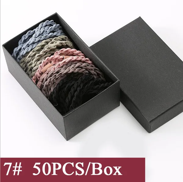 50PCS/Box Mix Farieb Nylon 5CM gumičky Ženy, Bezpečné Silné Elastické Vlasy Kapely Copu Držiteľ Dievča Scrunchy Vlasy Príslušenstvo