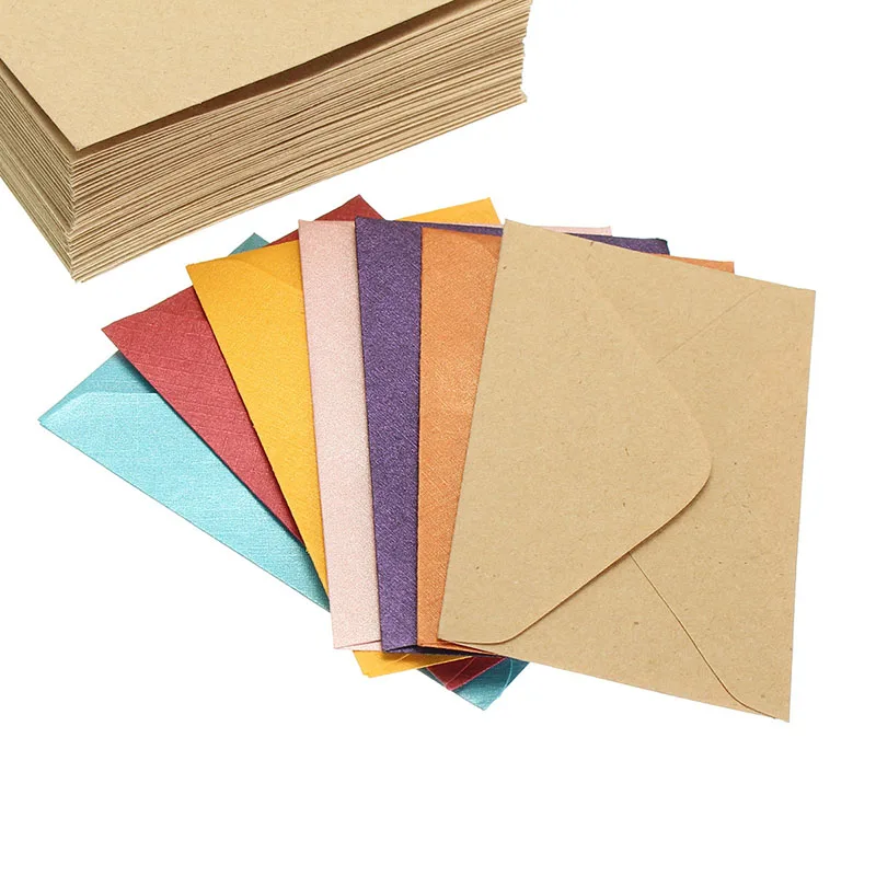 50Pcs Vintage Dizajn Malé Farebné Prázdne Mini Papierové Obálky Svadobné Party Pozvanie Obálky Pohľadnice, Obálky Darček
