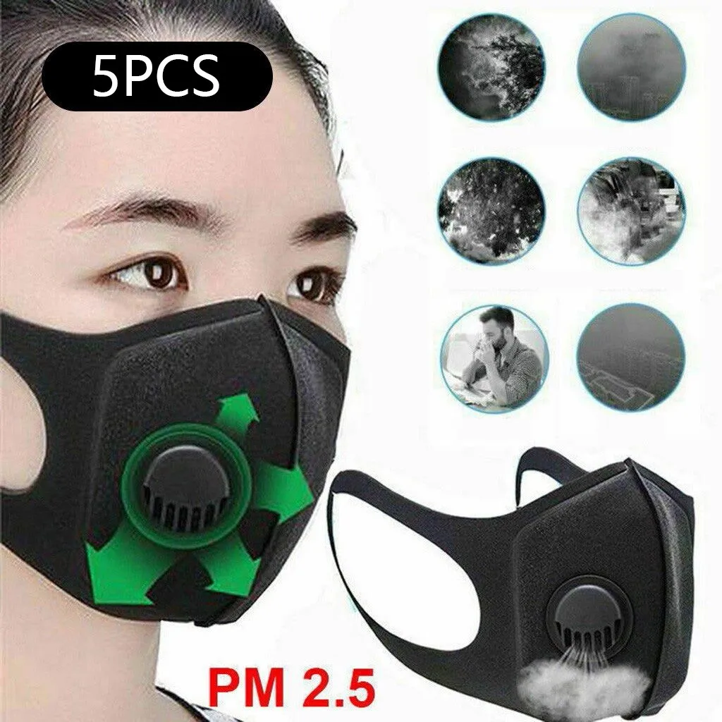 5PC PM2.5 Uhlíkovým Filtrom, Priedušná Masku Na Tvár Čistenie Vzduchu Ochranné Masky Prachu Úst Kryt Umývateľný Opakovane Úst Maska