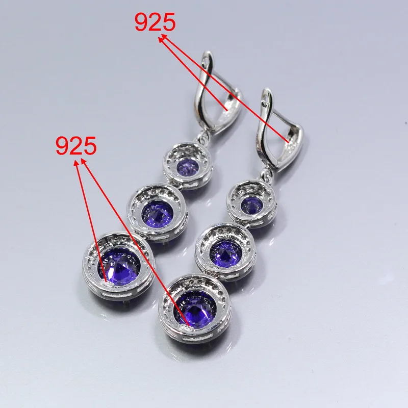 6-Farebný Kolo Ženy Svadobný Kostým, Farba Prírodná Fialová Krištáľové Šperky Sady Pre Ženy Romantické Svadobné Šperky