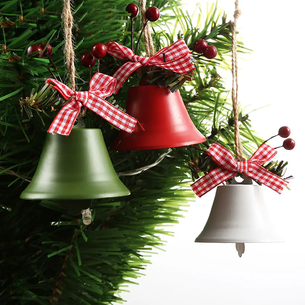 6pcs/set Vianočných Kovaného Železa Bell Prívesok Konopné Lano holly Berry Zvon pre Domáce Xmas Party Drop Ozdoby, Dekorácie
