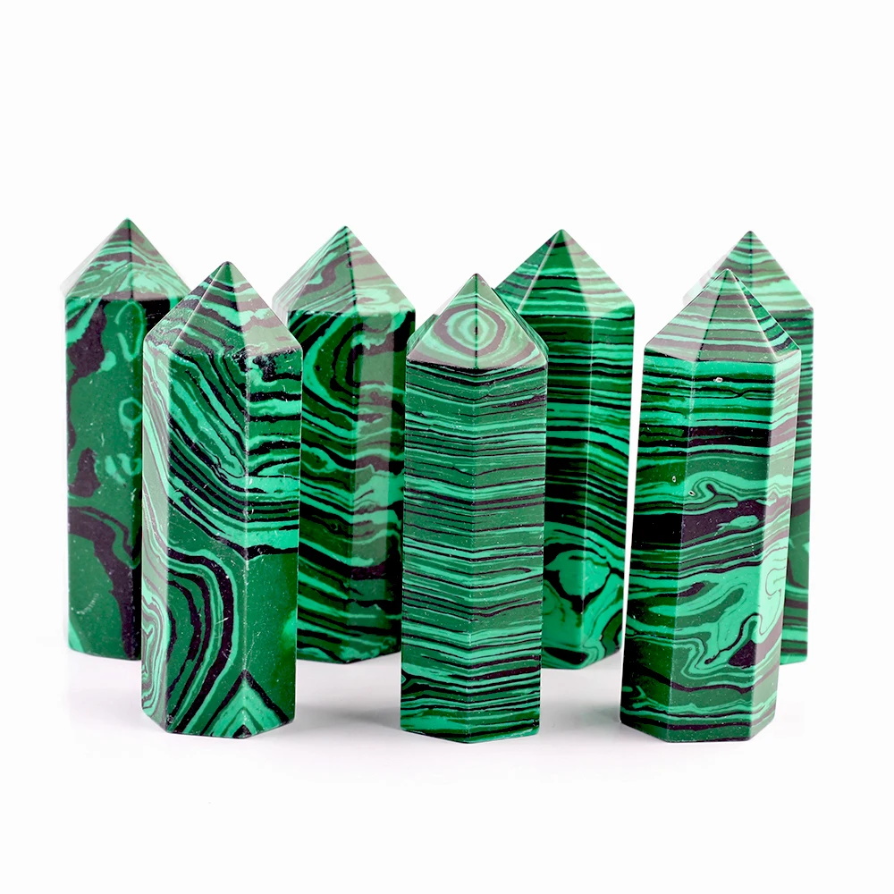 75mm Opalite Krištáľový Tiger-Skin Zelená Prekladané Malachit Šesťhranné Prism Kamene, Minerály Uzdravenie Cherry Tiger Quartz Drahokam