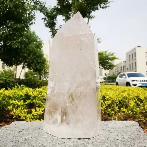 760-850g Prírodné Jasné Biele Kremeň Obelisk Stojí Uzdravenie