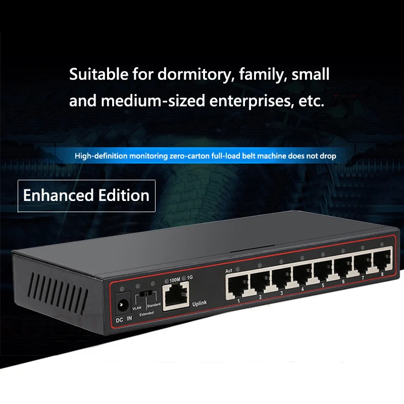 8-Port 100/1000M, Gigabit Switch RJ45 Ploche VLAN Siete Ethernet Switch Rýchlo 1G MINI gigabit ethernet switch rozšíriť sieť Lan Hub
