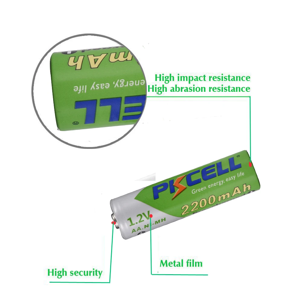 8Pcs/PKCELL AA Batéria NIMH 1.2 V 2200mAh Ni-MH 2A 1.2 Volt Low Self-vypúšťanie Odolný AA Nabíjateľné Batérie Bateria Baterias
