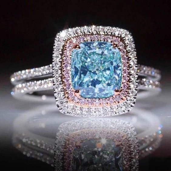 925 sterling silver vankúš rez zircona ružová, modrá farba zásnubný prsteň pre ženy, ženy dámy svadobné prst značky r4994