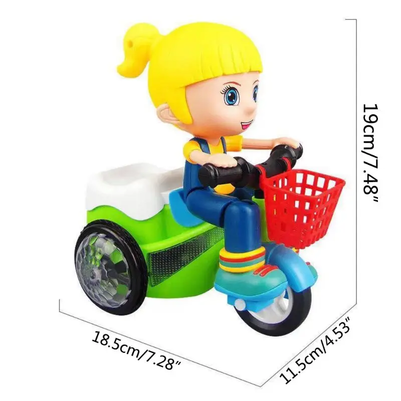 ABS Plast Elektrickú Trojkolku Hračky 360 Stupňové Otáčanie Kúsok Požičovňa Hudby Svetlo Deti Hračka