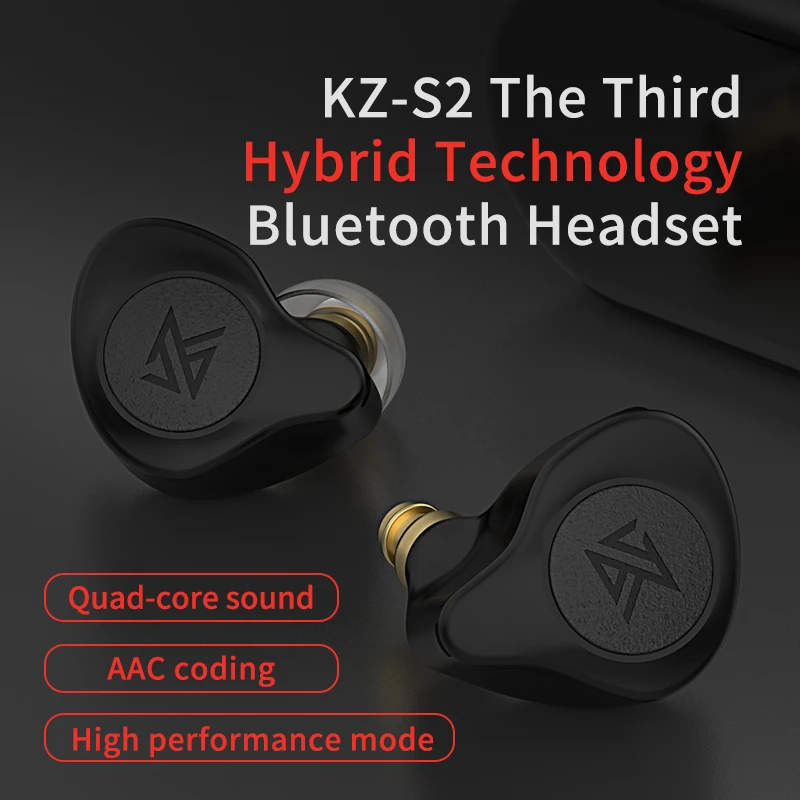 AK KZ S2 TWS Pravda, Bezdrôtová v5.0 Slúchadlá Dual magnetické Hybrid Technolog Slúchadlá Touch Ovládania Potlačením Hluku Headset