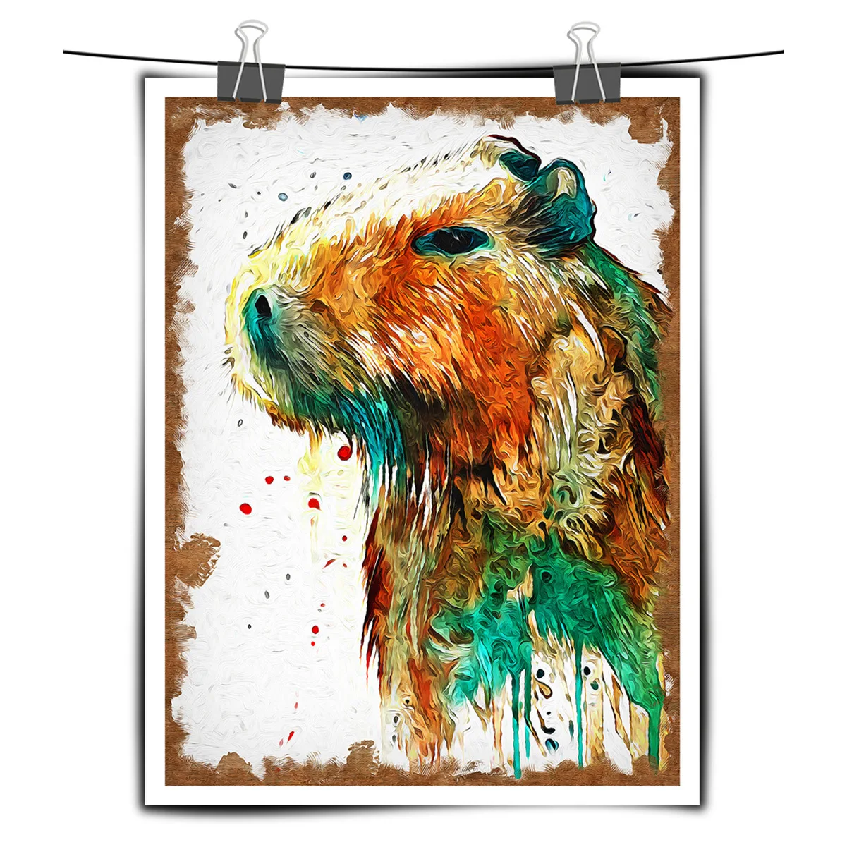 Akvarel Zvierat Maliarske Plátno Farebné capybara Múr Umenia Plagátu a Tlačí Fotografie pre Domova Obývacej Miestnosti Dekorácie