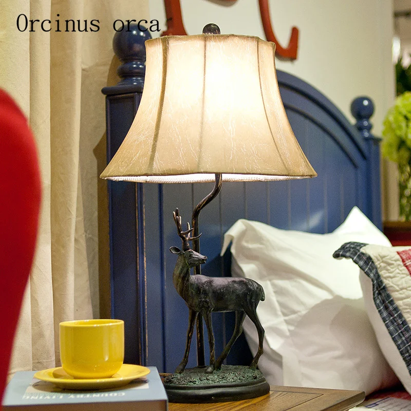 Americký jeleň tvarované lampa spálňa nočná lampa obce retro jednoduché Európsky štýl Čínsky štýl, obývacia izba lampa na čítanie