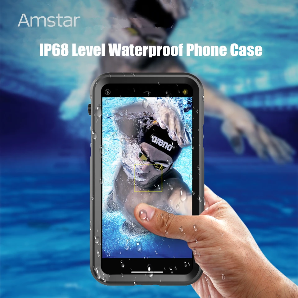 Amstar Vodotesný IP68 Telefón Prípade 360 Úplný Ochranný Kryt pre iPhone 11 Pro Max X XR XS Max Silikónové Shockproof Prípadoch