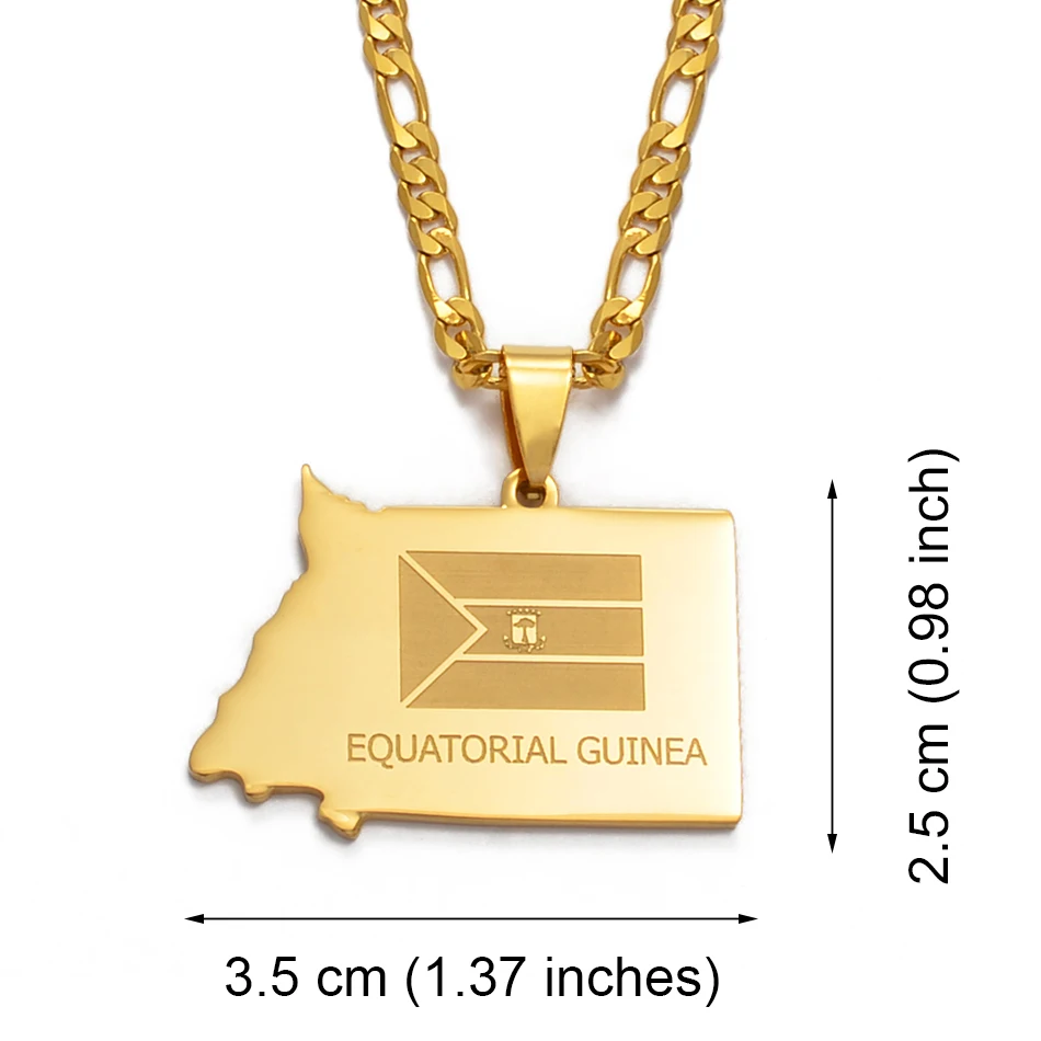 Anniyo ROVNÍKOVÁ GUINEA Mapu Náhrdelník Zlatá Farba Šperky Guinea Ecuatorial Prívesok Náhrdelníky Šperky Mapy #003321