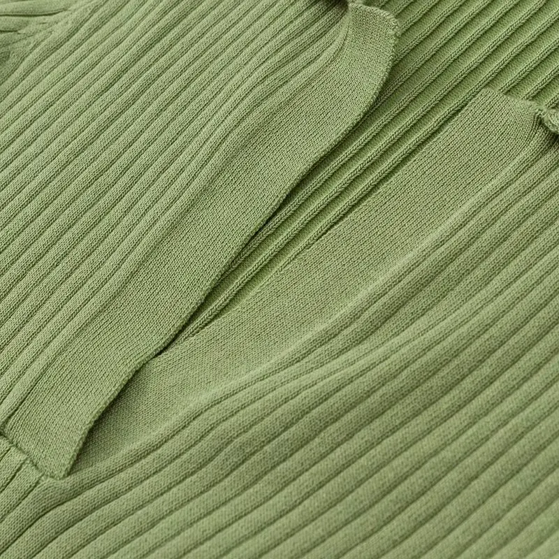 Aproms Móda Základné Orezané T Shirt Ženy Bežné Turndown Golier Pletené T-shirt Vintage Zelená Plodín Top Žena Tričko 2020