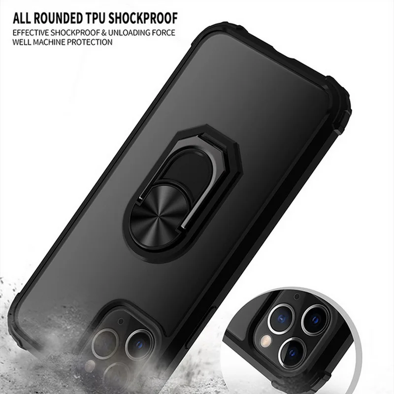 Armor Shockproof Krúžok Držiak puzdro Pre iPhone 12 Mini 11 Pro Max XS Max XR X 8 7 6 6 Plus Shockproof Kovový Krúžok Hybrid Prípade Pevného