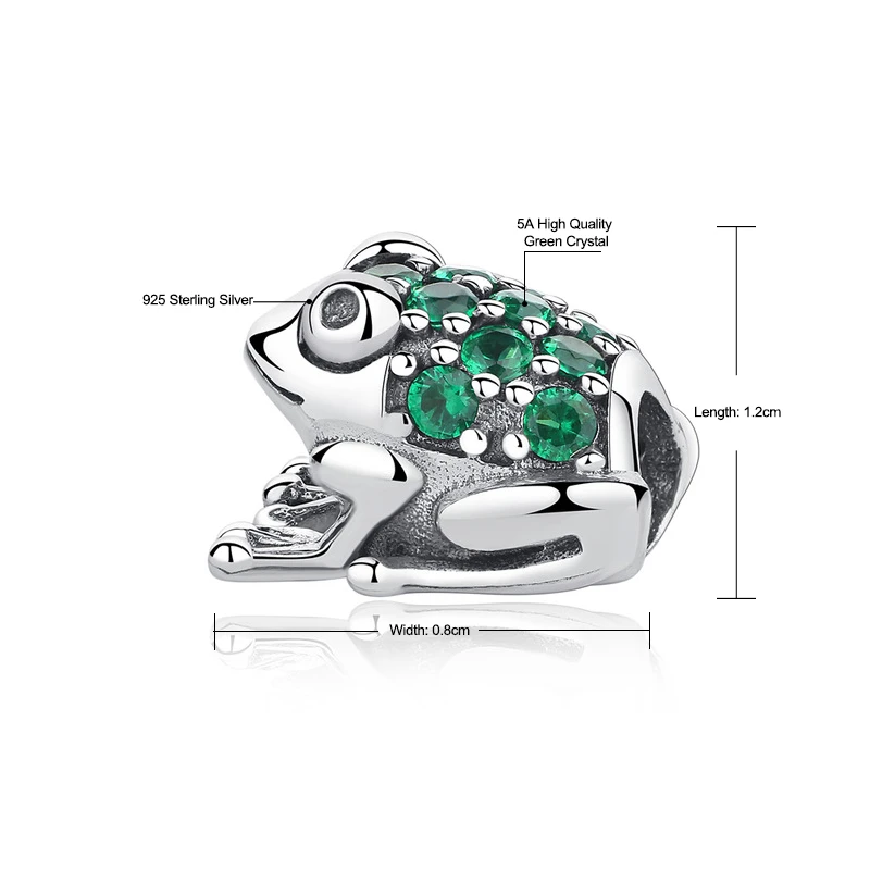 Autentické 925 Sterling Silver Kúzlo Perličiek Zelená A Modrá Žaby Crystal Charms Nosenie Náramkov & Bangles Diy Ženy Šperky Robiť