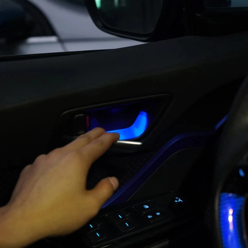 Auto Door Rukoväť Miska Atmosféru Light Interiérové LED Modré Dvere Miska Rukoväť Rám Svetla pre Toyotu C-H 2017 2018 2019