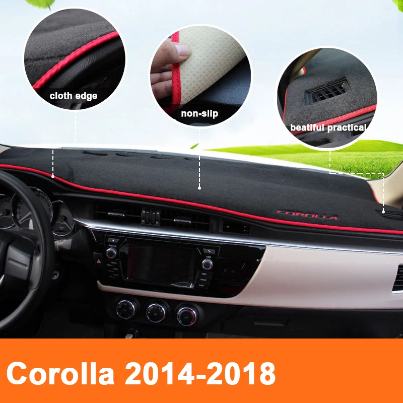 Auto Panel Kryt Dash Mat slnečník Prístrojovej Doske Podložku Koberec LHD Pre Toyota Corolla E140/E150 na roky 2007-2013 2016 2017 2018