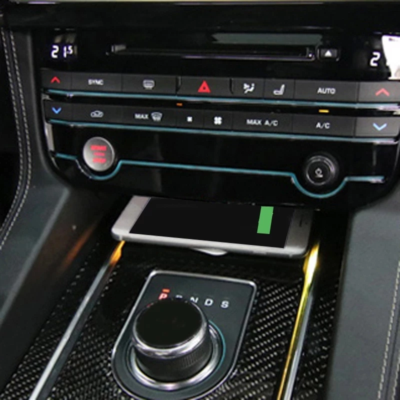Auto qi bezdrôtová nabíjačka pre Jaguar F-Tempo XF XE XFL 2017 2018 bezdrôtové nabíjanie panel nabíjací adaptér príslušenstvo pre iphone 11