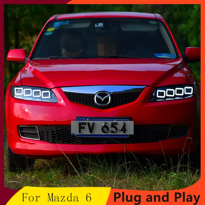 Auto Styling pre Mazda 6 Svetlomety 2004-2012 Mazda 6 LED Reflektor DRL vysoké nízke svetlo LED 4 LED objektív Dynamické streamer zase signál