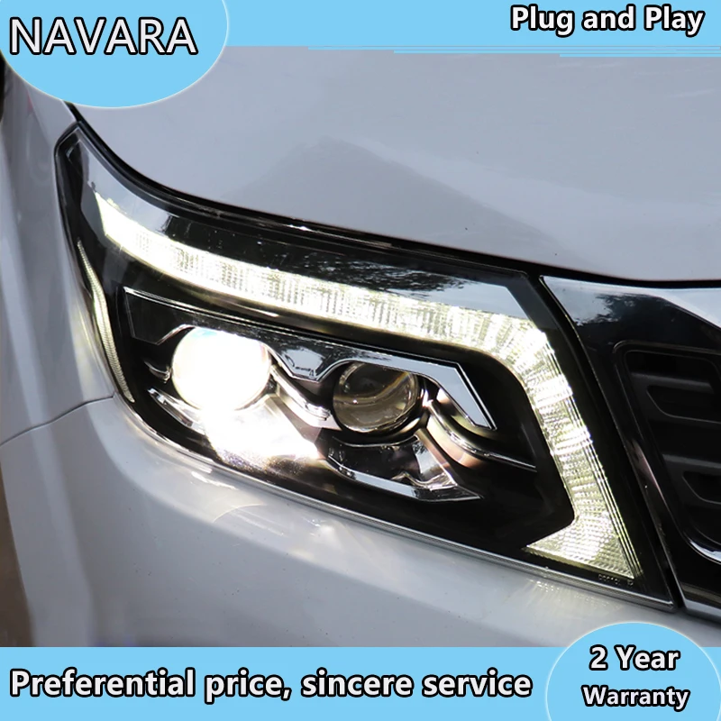 Auto Styling predné svetlo Na Nissan NAVARA svetlomety 2017 nissan NAVARA Hlavy lampy Všetky LED svetlomet+Dynamické sústruženie