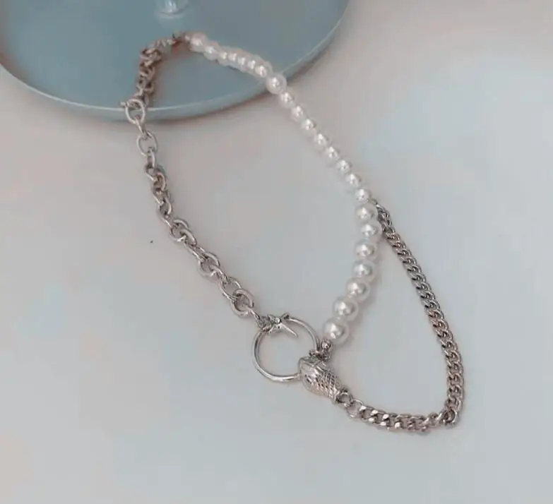Autor perlový náhrdelník jedinečný náhrdelník retro, cool dievčatá clavicle reťazca
