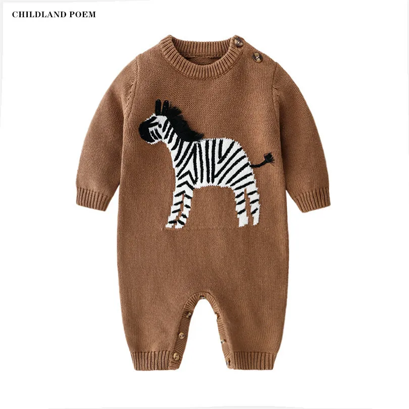Baby Boy Romper Pletené Detské Oblečenie Novorodenca Zebra Dieťa Romper Pre Chlapca, Jeseň, Zima Dieťa Jumpsuit Bavlna Batoľa Chlapci Kombinézach