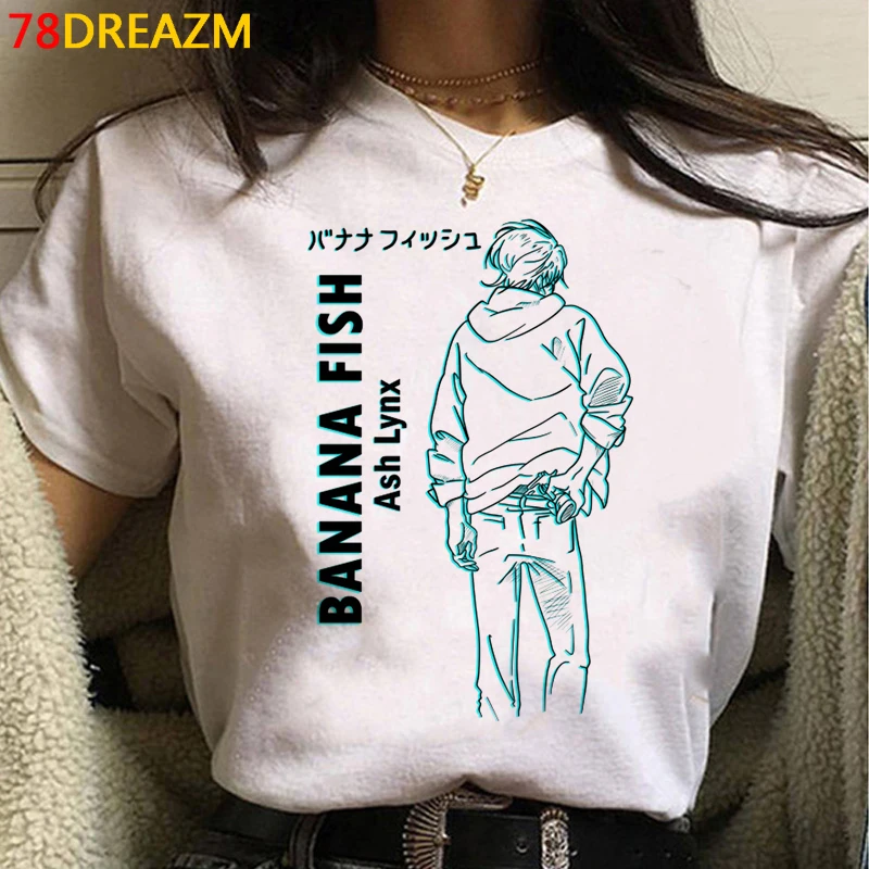 Banán Ryby tričko mužský pár 2021 japonský vintage t shirt estetické kawaii biele tričko