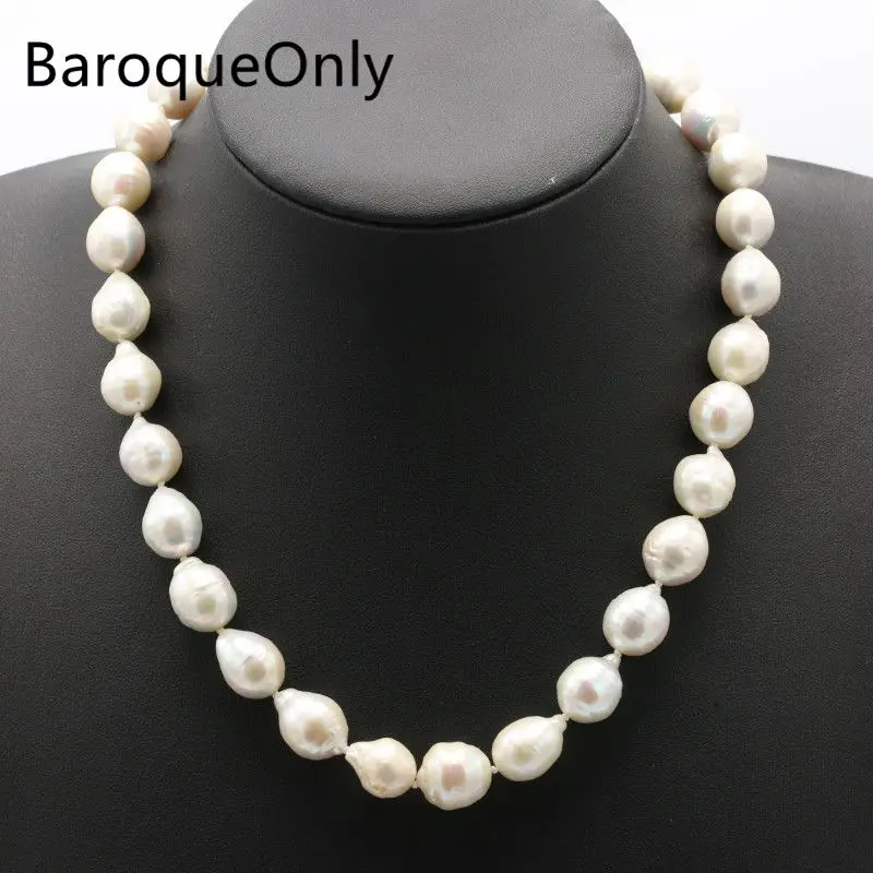 BaroqueOnly Super Flash Pracky Baroková Perla Choker Náhrdelník Perla Dĺžka 13-16 mm,perla Šírka 10 mm Skutočné Prírodné Sladkovodné Perly