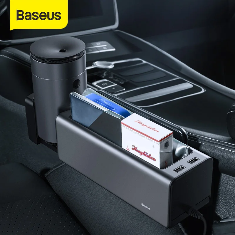 Baseus autosedačky Organizátor Auto Úložný Box Sídlo Medzera Úložný Box S dvomi USB Porty Pre Kartu Pohár Vrecko Držiteľ Auto Príslušenstvo