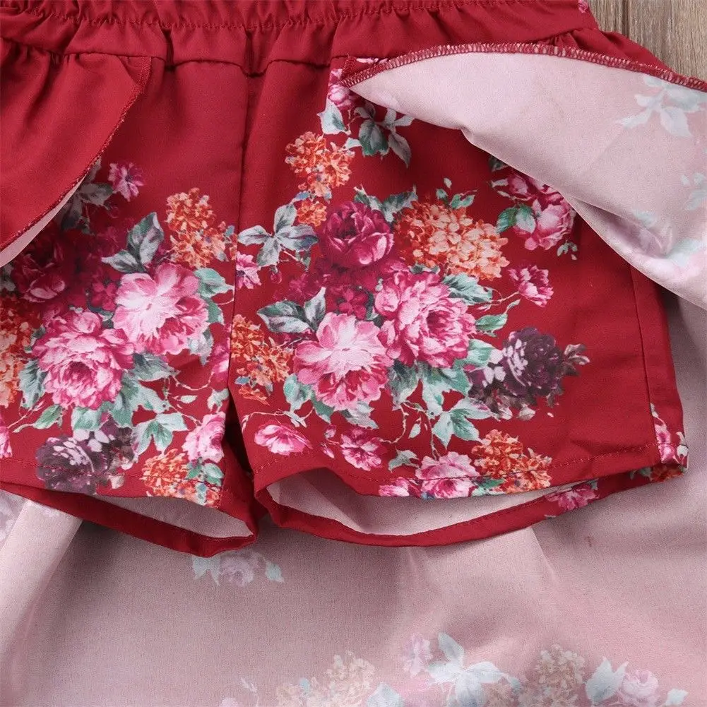 Batoľa, Dieťa, Dieťa Dievča Oblečenie Studenej Ramenný Kvetinové Šaty Romper Jumpsuit Lete