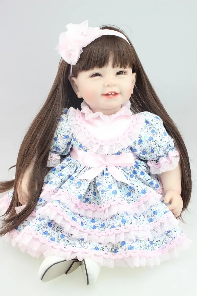 Bebes reborn dlhé vlasy princezná dievča silikónové dieťa reborn bábiky 22
