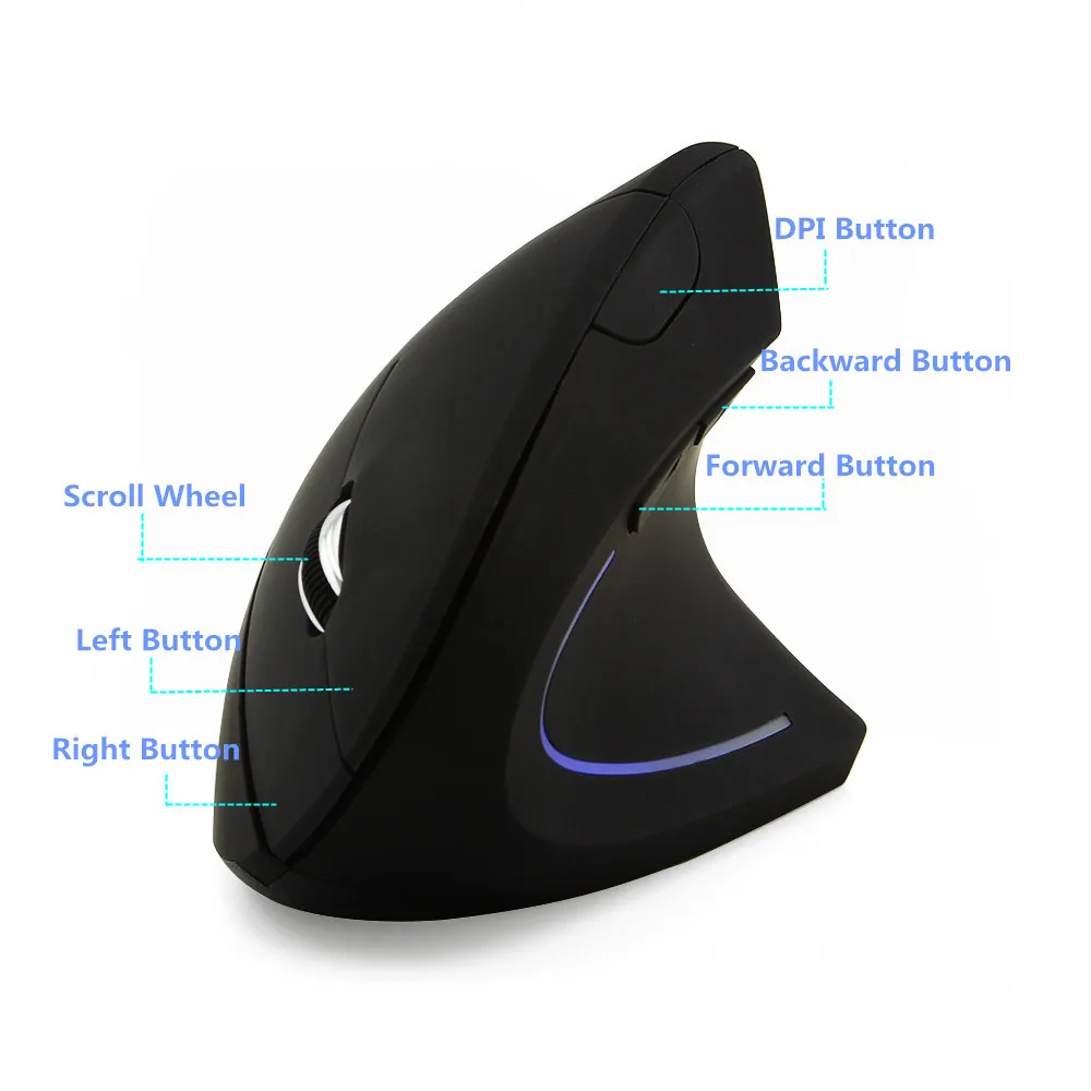 Bezdrôtová Myš Ergonomický Vertikálne Herných Myší 1600 DPI 2,4 GHz Optický Počítač Mause S Bluetooth 4.0 Adaptér Pre PC
