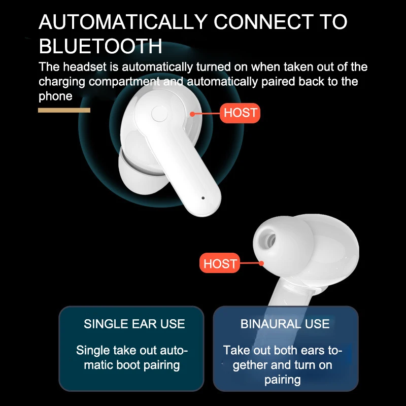 Bezdrôtové Hesdphones Zníženie Hluku Elektrického Bezdrôtová Dotyková-c Bezdrôtové Nabíjanie Binaural Športové Mini In-ear Headset s pripojením Bluetooth