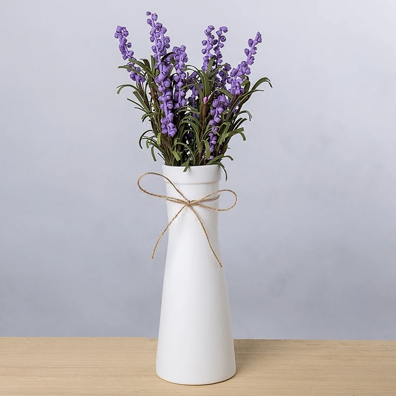 Biele Keramické váze Umelé kvety, vázy Remesiel Dekor geometrie váza rregular Kvetinové Vázy Darček svadobné domáce Dekorácie