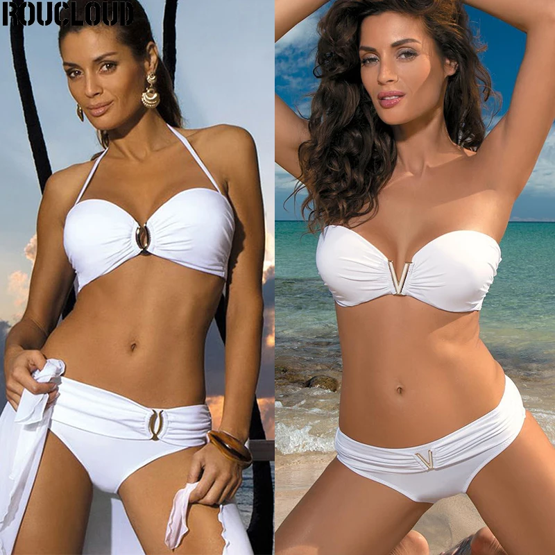 Bikini 2020 Solid White Black Sexy Bikini Set Ženy, Plavky Ženy Push Up Plavky Ženských Plaviek Biquini Brazílsky