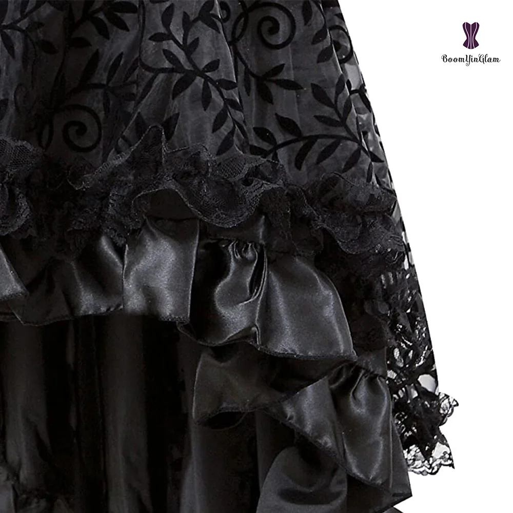 Black Swallowtail Vintage Steampunk Sukne Ženy Dlho Paródia Korzet, Sukňa, Gotické Oblečenie Plus Veľkosť Sukne