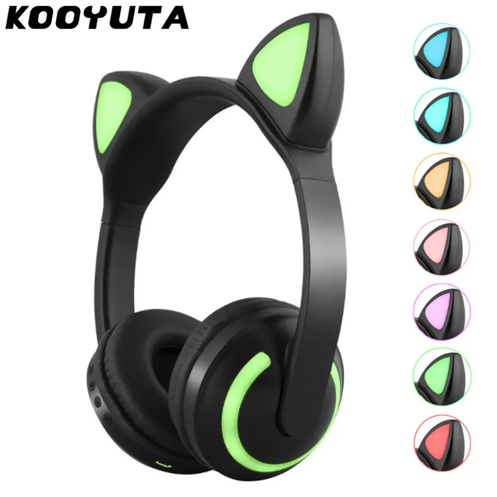 Blikajúce Žiariace Bezdrôtové Bluetooth Slúchadlá Stereo Gaming Headset cute Cat Ucho/Králik ucho tvar 7 Farieb LED svetlo