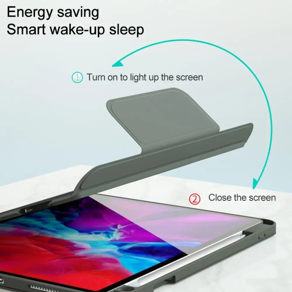 Bluetooth Klávesnica Kožené puzdro pre iPad Pro 11 palcový 2020 s Perom Slot & Touchpad a 7-farebné Podsvietenie 2018 CM-11D Textílie TPU