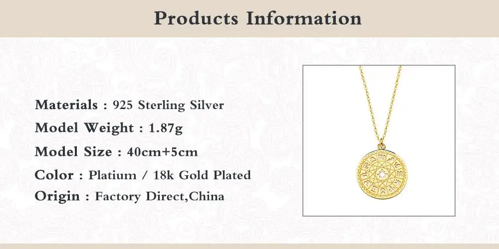 BOAKO 925 Sterling Silver 12 Súhvezdí Náhrdelník Prívesok Pre Ženy Narodeninám 18K Zlatom Znamenia Zverokruhu Prívesok Šperky