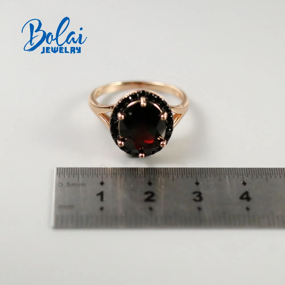Bolaijewelry,2020 Nové prírodné čierny granát prstene a náušnice,925 sterling silver elegantné módne doplnky pre ženy