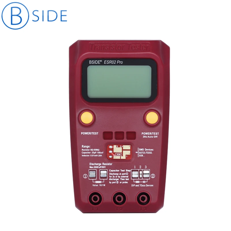 BSIDE ESR02 PRO Digital Tranzistor SMD Súčiastky Tester Dióda Triode Kapacita pF Indukčnosti 20H Multimeter ESR Meter