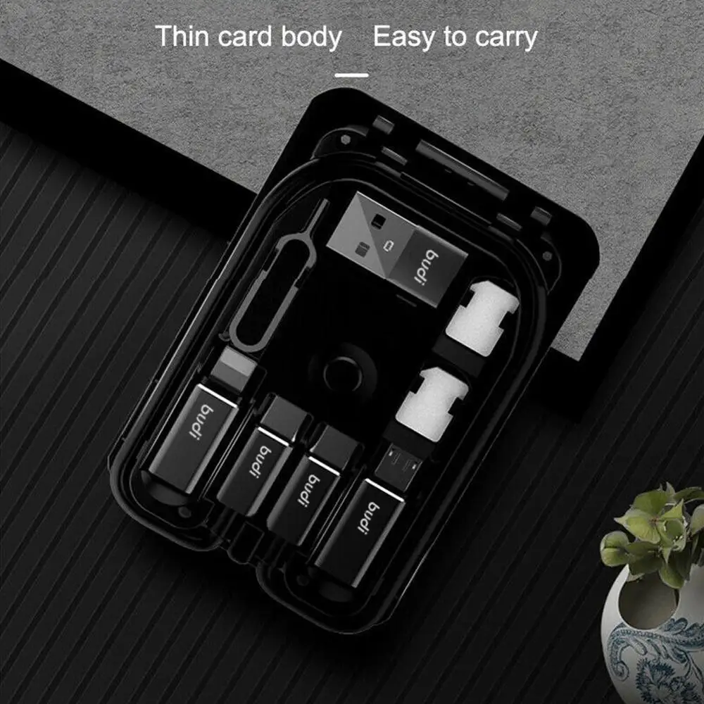 BUDI Univerzálna Bezdrôtová Nabíjačka Multi-funkcia Power Bank Smart Karty Adaptéra Skladovanie Dátový Kábel USB Box pre iPhone Huawei Xiao