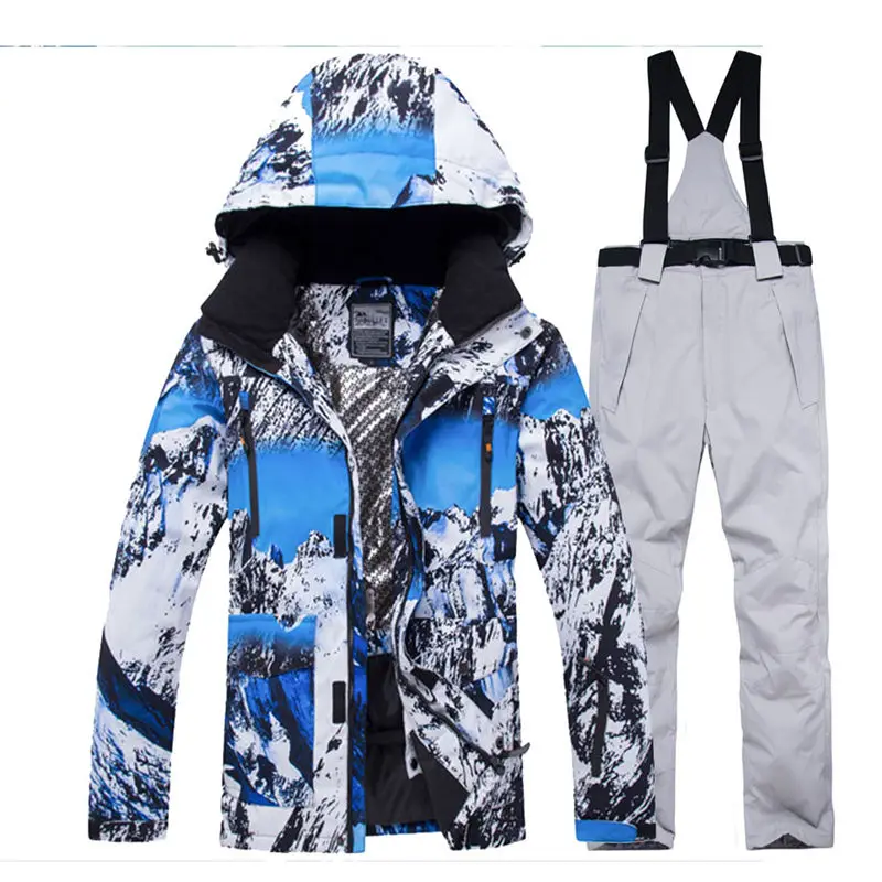 Bunda + Popruh nohavice Sady pánskom obleku Snehu outdoorové športové Oblečenie snowboarding sady vetru nepremokavá zimná Kostým Lyžiarskeho oblečenia