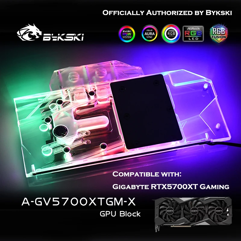 Bykski Plné Pokrytie RGB / A-RGB GPU Blok Vodného Chladenia Pre Gigabyte Radeon RTX5700XT Herné OC 8G Grafická Karta A-GV5700XTGM-X