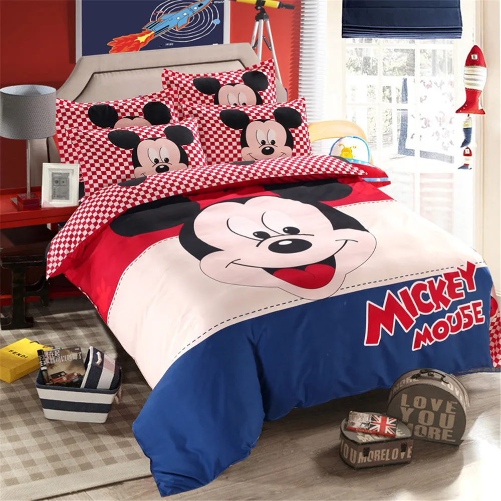 Bytový textil Mickey mouse posteľná bielizeň Nastaviť minnie mouse cartoon posteľ Deti obliečky kryt deti, prístelky nastaviť list postieľka